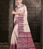 Sangam Prints Cream Cotton Woven Work Festival Saree