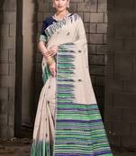 Sangam Prints Cream Cotton Woven Work Festival Saree