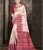 Sangam Prints Cream Cotton Woven Work Festival Saree