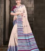 Sangam Prints Cream Cotton Woven Work Festival Saree