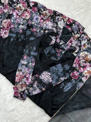 Organza Silk Fabric Fully Flair With Canvas Patta Attached Padded And Zipper Gown Dupatta And Pent 9
