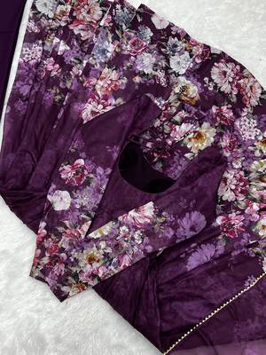 Soft Organza Silk Fabric Fully Flair Kali Pattern With Canvas Patta Attached Padded And Zipper Gown Dupatta And Pent 7