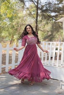 Women's designer georgette multi thread gown 1