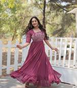 Women's designer georgette multi thread gown