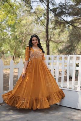 Women's designer georgette multi thread gown 1
