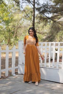 Women's designer georgette multi thread gown 4