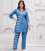 Denimblue embellished cotton co-ord set