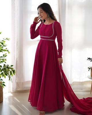 Georgette Anarkali Gown Dupatta With Pent 1