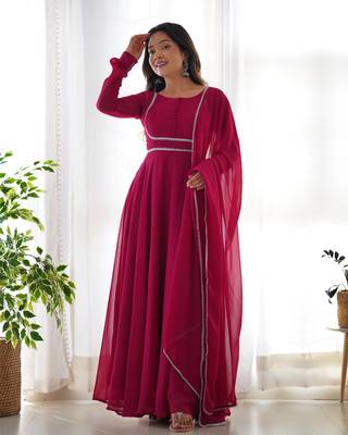 Georgette Anarkali Gown Dupatta With Pent 3
