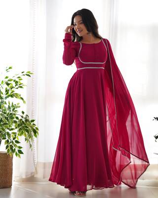 Georgette Anarkali Gown Dupatta With Pent 4