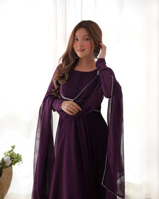 Georgette Anarkali Gown Dupatta With Pant 1