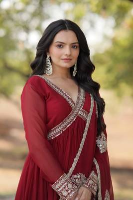 Designer georgette alia cut gown with dupatta sets 4
