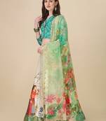 Green Digital Printed Embroidered Lehenga Choli Set With Dupatta