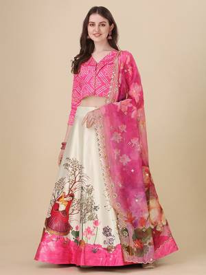 Pink Digital Printed Lehenga Choli Set With Dupatta 1