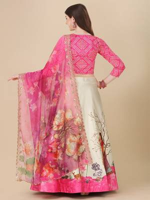 Pink Digital Printed Lehenga Choli Set With Dupatta 3