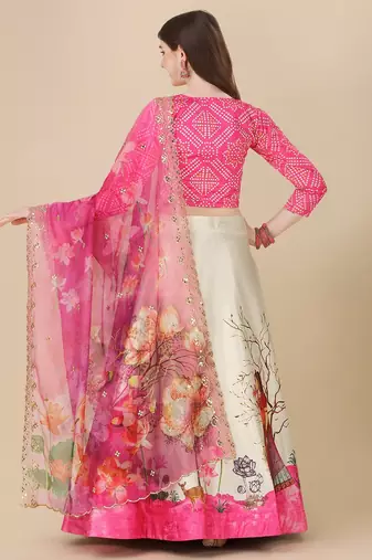 Pink Digital Printed Lehenga Choli Set With Dupatta
