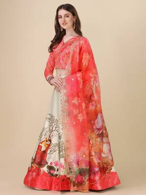 Red Digital Printed Lehenga Choli Set With Dupatt 2