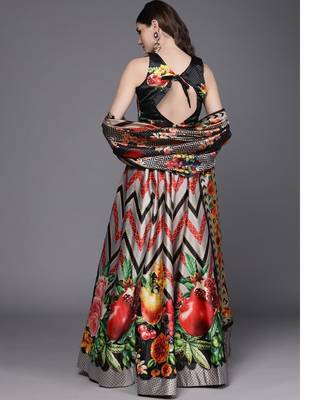 Black Digtial Printed Lehenga Choli Set With Dupatta 3