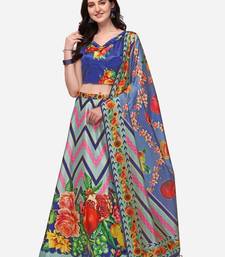 Blue Digtial Printed Lehenga Choli Set With Dupatta