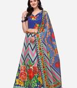 Blue Digtial Printed Lehenga Choli Set With Dupatta