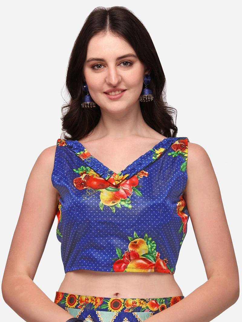 Blue Digtial Printed Lehenga Choli Set With Dupatta