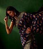 Navy Blue Color Weaving Work Faux Banarasi Silk Saree With Blouse