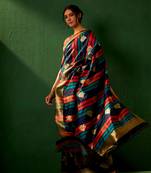 Black Color Weaving Work Faux Banarasi Silk Saree With Blouse