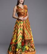 Mustard Digtial Printed Lehenga Choli Set With Dupatta