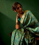 Green Color Weaving Work Faux Banarasi Silk Saree With Blouse