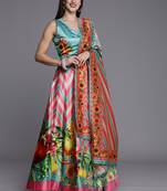 Pink Digtial Printed Lehenga Choli Set With Dupatta