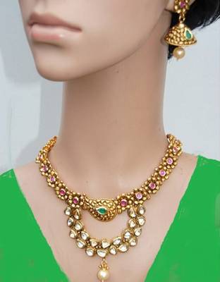 Floral gold plated necklace set 1