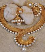 Pearl necklace set with jhumkas