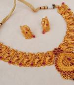 Ruby peacock ethnic necklace set