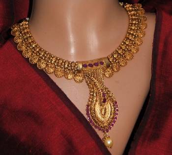 Ruby gold designer necklace set 1