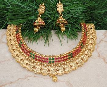 Lakshmi goddess kemp stone necklace set 1