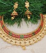 Lakshmi goddess kemp stone necklace set