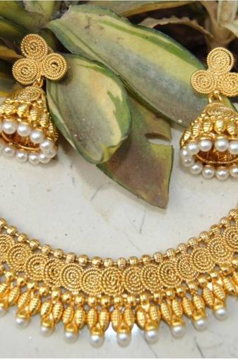 Spiral gold plated ethic necklace set