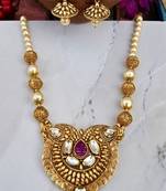 Antique designer paan chakri necklace set with rubies
