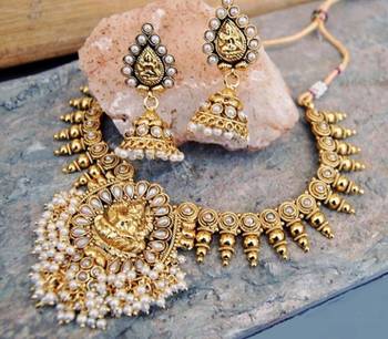 Pearl paan temple necklace set 1