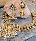 Pearl paan temple necklace set