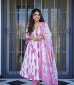 Hazzle Purple Cotton Printed kurta Suit Set