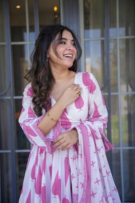 Hazzle Purple Cotton Printed kurta Suit Set 2
