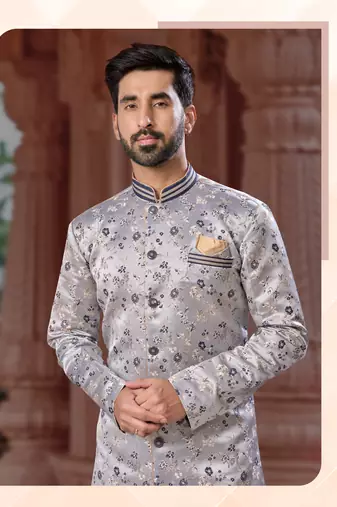 Havy indowestern sherwani set with thread work &  fancy botton