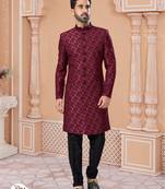 Full handwork all over sherwani set with handwork on colour & botton with stone work wedding sherwani