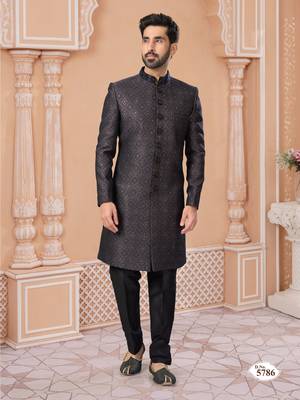 Havy sherwani set with handwork on colour & botton with stone work wedding sherwani 1