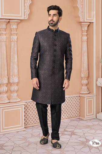 Havy sherwani set with handwork on colour & botton with stone work wedding sherwani