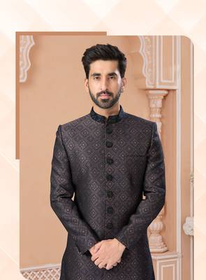 Havy sherwani set with handwork on colour & botton with stone work wedding sherwani 2