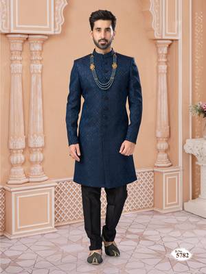 Havy sherwani set with handwork on colour & botton with stone work wedding sherwani 1