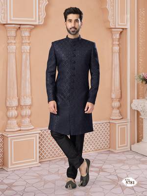 Havy sherwani set with handwork on colour & botton with stone work wedding sherwani 1
