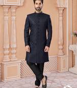 Havy sherwani set with handwork on colour & botton with stone work wedding sherwani